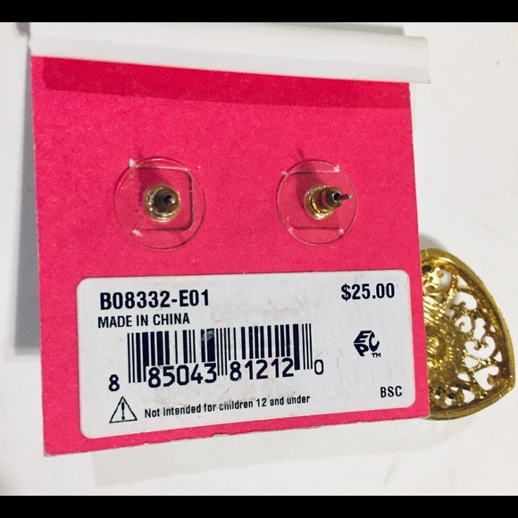 Betsey Johnson Heart Rhinestone Earrings - Picture 7 of 8